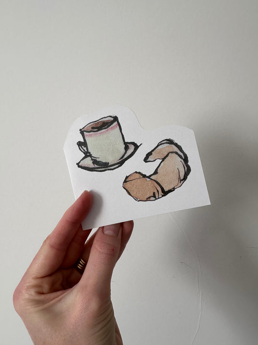 "Café & Croissant" - Square Cut Out Card
