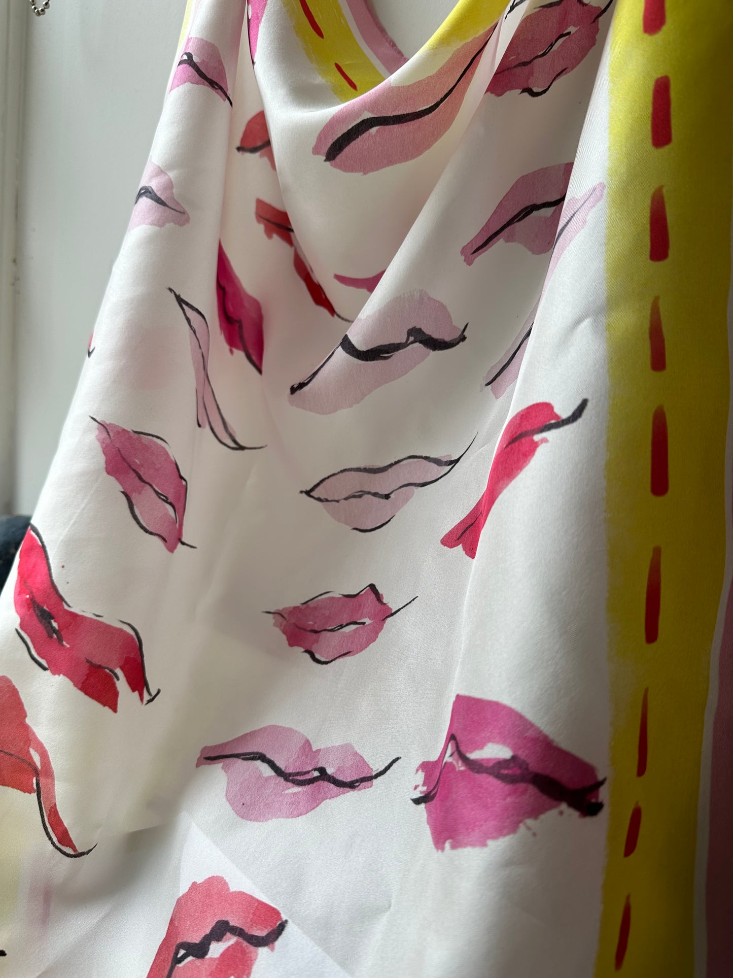 Silky close up of silk square scarf accessory